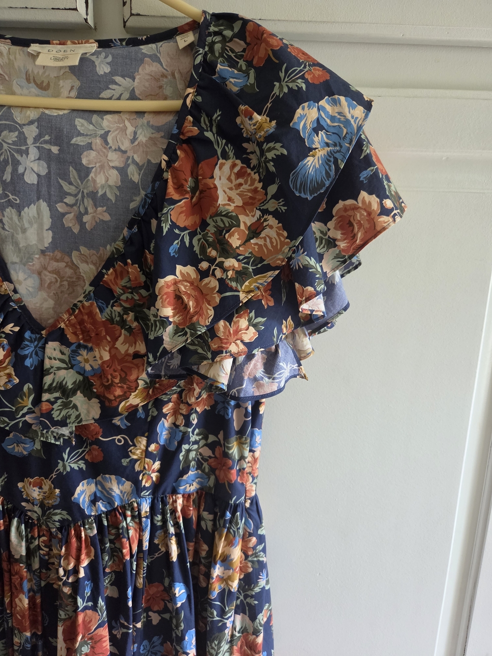 Doen Pecos Indigo Iris Floral Dress L - Picture 2 of 6